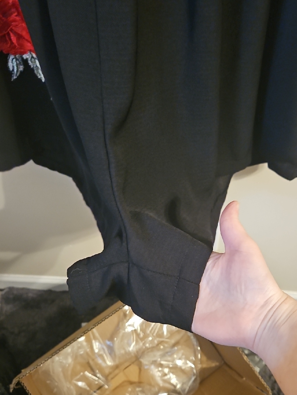 Boohoo Black and Embroidered Red Floral Romper. In EUC - Picture 5 of 6